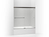 KOHLER Revel Sliding bath door, 55-1/2" H x 56-5/8 - 59-5/8" W, with 1/4" thick Frosted glass