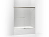KOHLER Revel Sliding bath door, 55-1/2" H x 56-5/8 - 59-5/8" W, with 1/4" thick Frosted glass