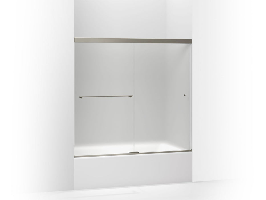 KOHLER Revel Sliding bath door, 55-1/2" H x 56-5/8 - 59-5/8" W, with 1/4" thick Frosted glass