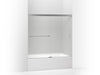 KOHLER Revel Sliding bath door, 55-1/2" H x 56-5/8 - 59-5/8" W, with 1/4" thick Frosted glass