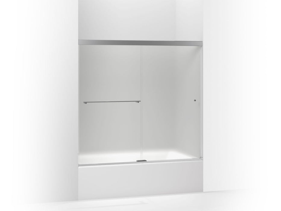 KOHLER Revel Sliding bath door, 55-1/2" H x 56-5/8 - 59-5/8" W, with 1/4" thick Frosted glass