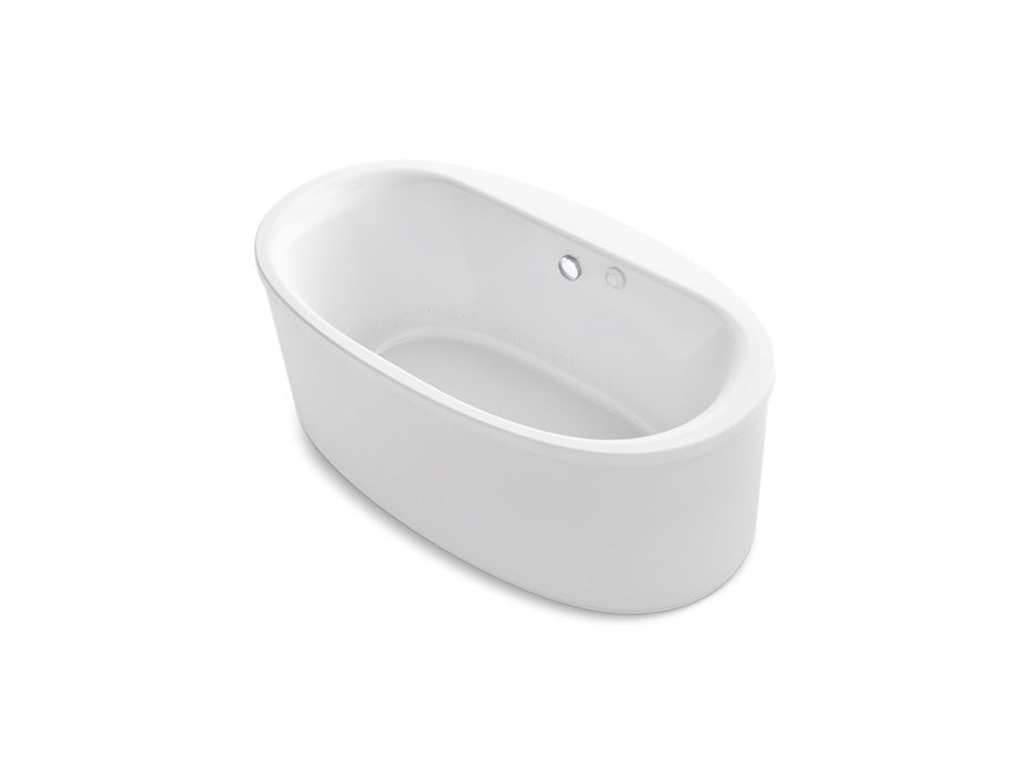 KOHLER Sunstruck 65-1/2" x 35-1/2" freestanding Heated BubbleMassage air bath with Bask heated surface and straight shroud