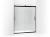 KOHLER K-706009-D3 Levity Sliding shower door, 74" H x 56-5/8 - 59-5/8" W, with 1/4" thick Frosted glass and blade handles