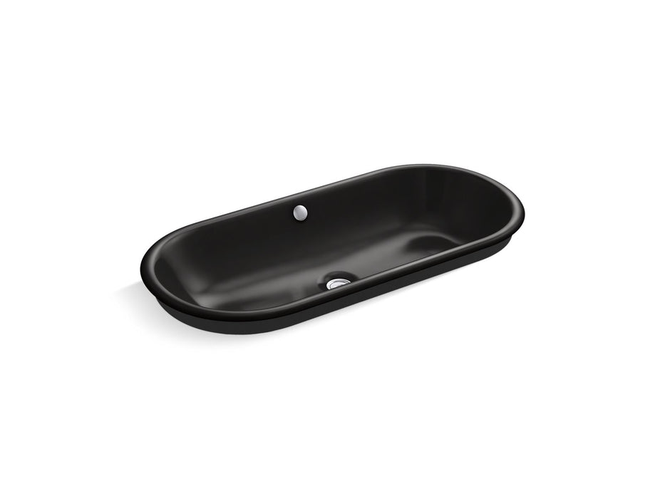 KOHLER K-20213-P5 Iron Plains 33" oval drop-in/undermount/vessel bathroom sink with Iron Black painted underside