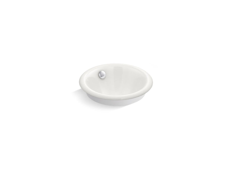 KOHLER K-20211-W Iron Plains 12" round drop-in/undermount/vessel bathroom sink with White painted underside