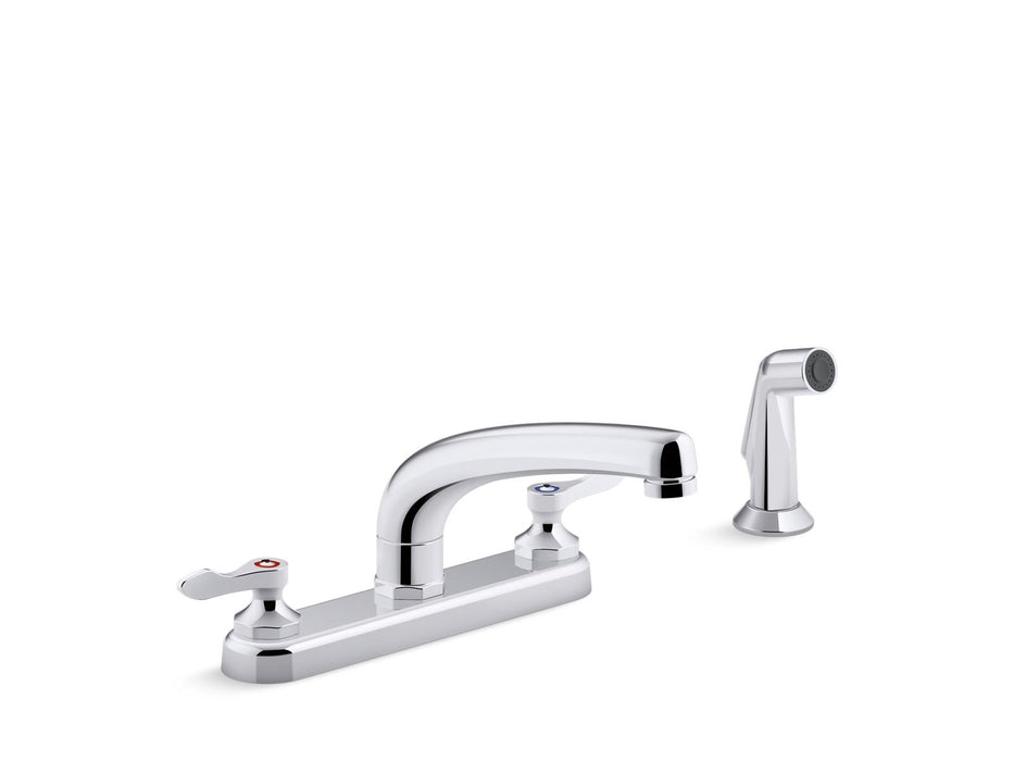 KOHLER K-810T21-4AFA Triton Bowe 1.8 gpm kitchen sink faucet with 8-3/16" swing spout, matching finish sidespray, aerated flow and lever handles