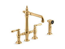 Load image into Gallery viewer, KOHLER K-76519-4 Artifacts Two-hole bridge kitchen sink faucet with side sprayer
