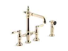 Load image into Gallery viewer, KOHLER K-76519-4 Artifacts Two-hole bridge kitchen sink faucet with side sprayer
