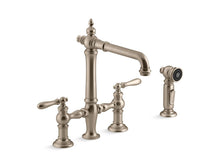 Load image into Gallery viewer, KOHLER K-76519-4 Artifacts Two-hole bridge kitchen sink faucet with side sprayer
