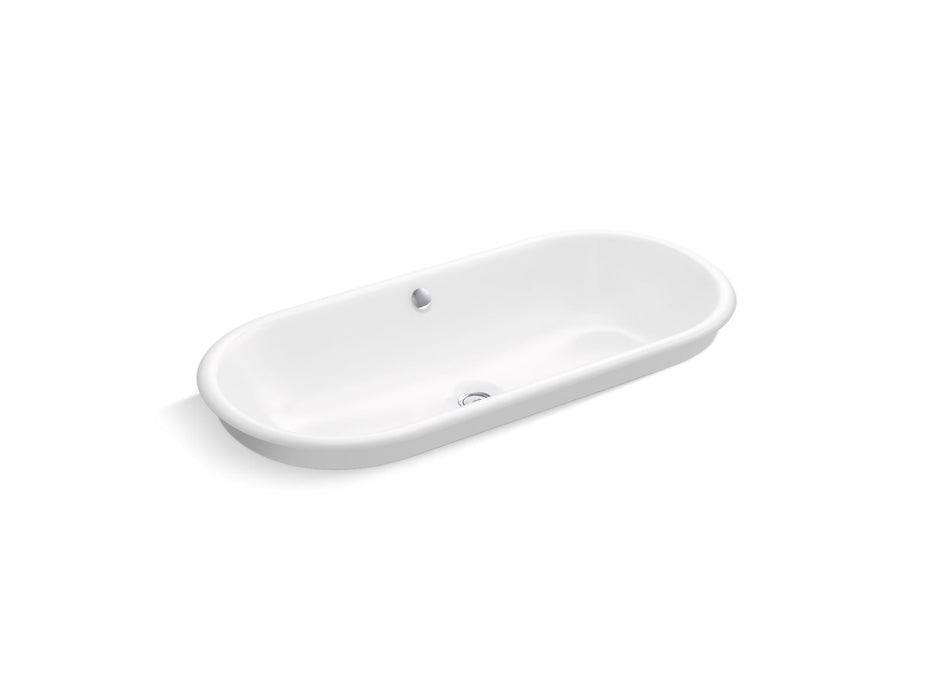 KOHLER Iron Plains 33" oval drop-in/undermount/vessel bathroom sink with White painted underside
