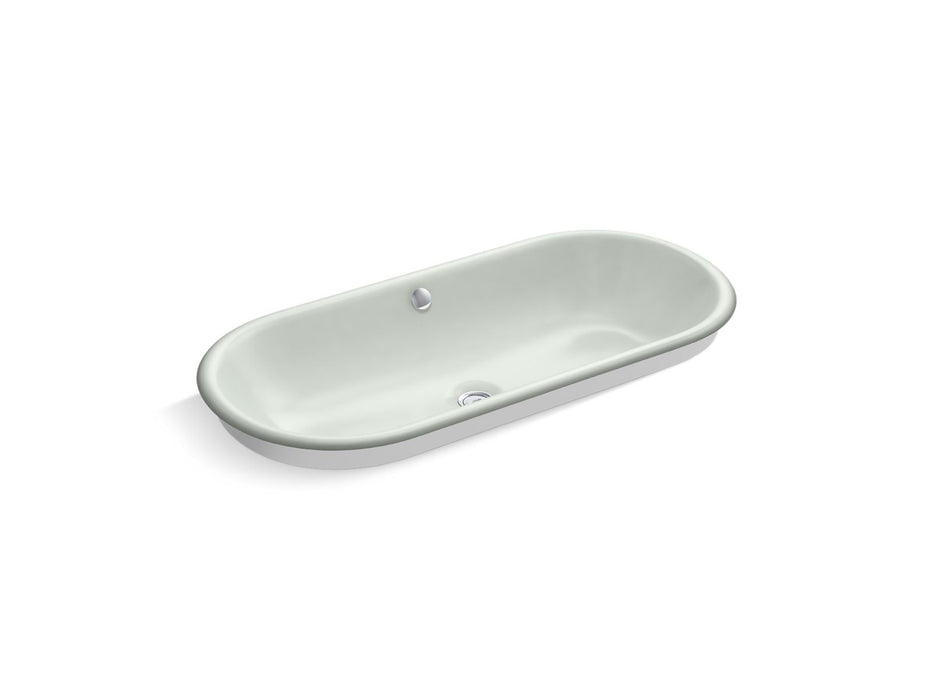 KOHLER Iron Plains 33" oval drop-in/undermount/vessel bathroom sink with White painted underside