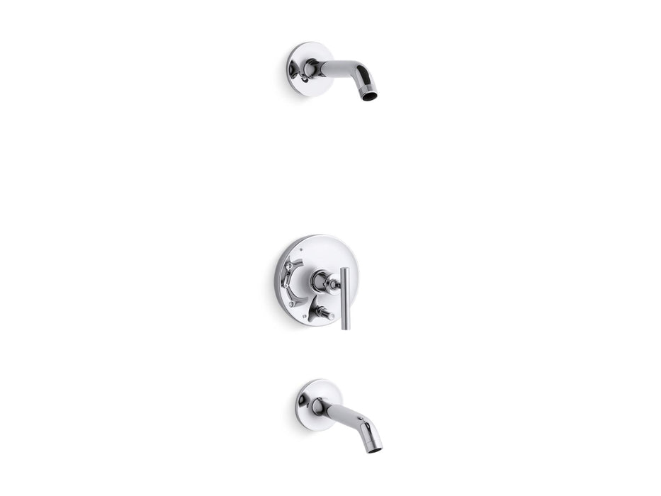 KOHLER Purist Rite-Temp bath and shower trim kit with push-button diverter and lever handle, without showerhead