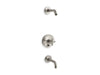 KOHLER Purist Rite-Temp bath and shower trim kit with push-button diverter and cross handle, without showerhead