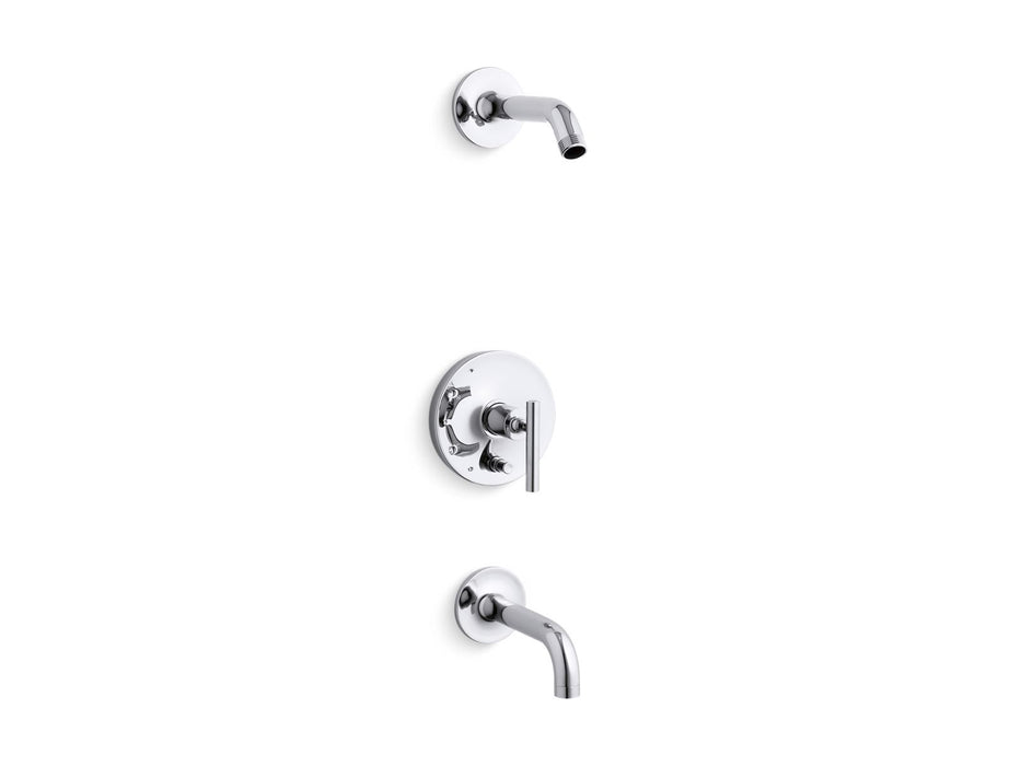 KOHLER Purist Rite-Temp bath and shower trim kit with push-button diverter and lever handle, without showerhead