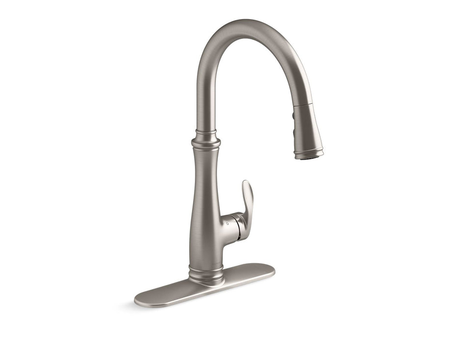 KOHLER K-29108 Bellera Touchless pull-down kitchen sink faucet with three-function sprayhead