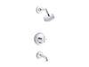 KOHLER Purist Rite-Temp bath and shower trim kit with push-button diverter and cross handle, 1.75 gpm