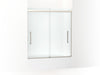 KOHLER Pleat Frameless sliding bath door, 63-9/16" H x 54-5/8 - 59-5/8" W, with 5/16" thick Frosted glass