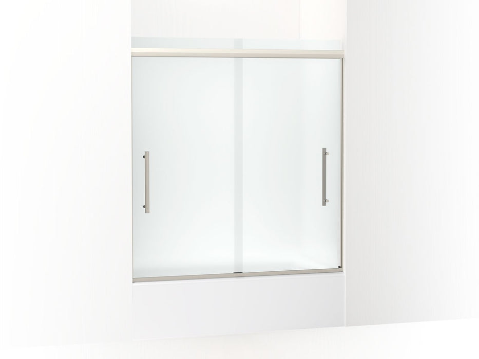 KOHLER Pleat Frameless sliding bath door, 63-9/16" H x 54-5/8 - 59-5/8" W, with 5/16" thick Frosted glass
