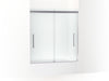 KOHLER Pleat Frameless sliding bath door, 63-9/16" H x 54-5/8 - 59-5/8" W, with 5/16" thick Frosted glass