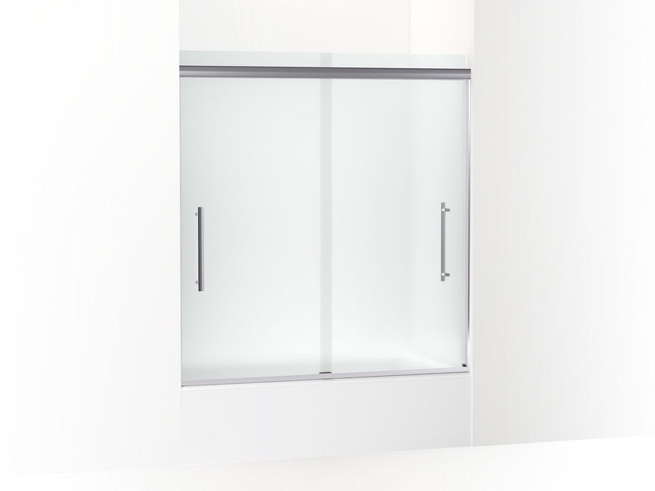 KOHLER Pleat Frameless sliding bath door, 63-9/16" H x 54-5/8 - 59-5/8" W, with 5/16" thick Frosted glass