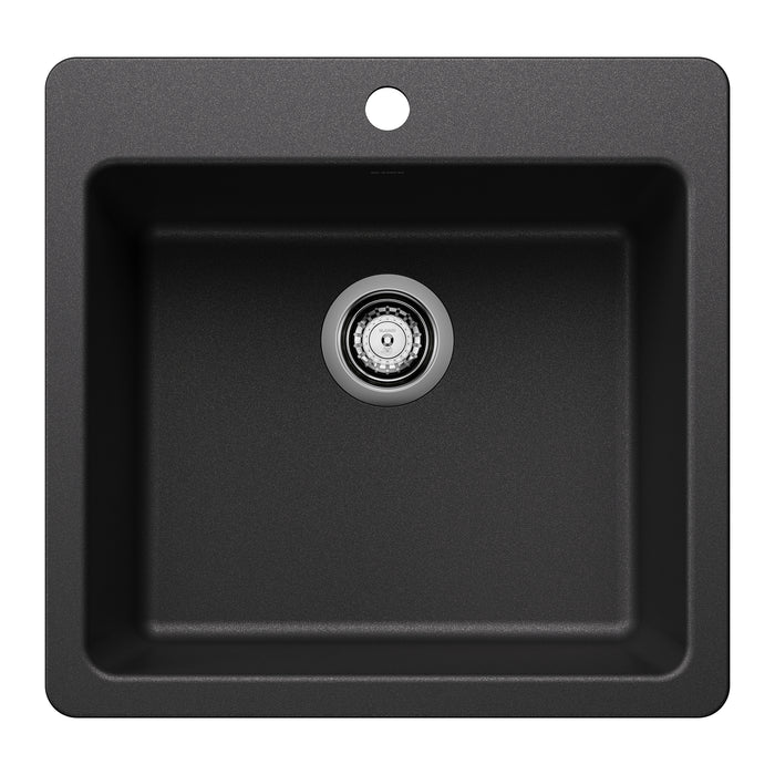 BLANCO Liven SILGRANIT 21" Single Bowl Dual Mount Kitchen Sink - Anthracite