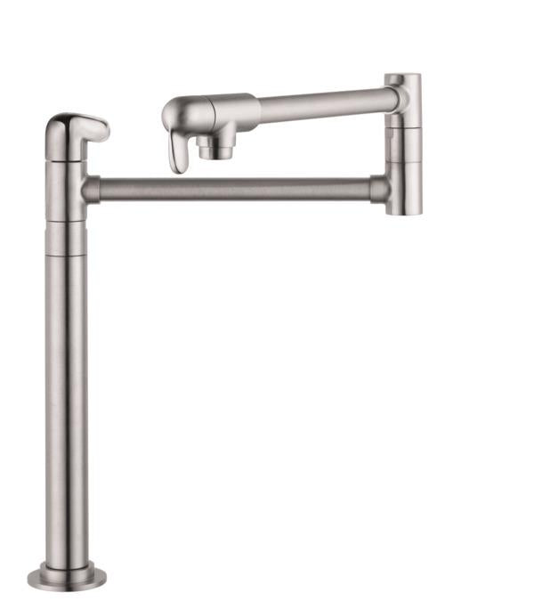 Hansgrohe Allegro E Pot Filler Faucet Deck Mounted with Metal Lever Handles in Steel Optic