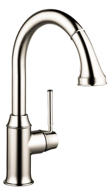 Hansgrohe 04215830 Talis C High-Arc Pull-Down Kitchen Faucet with Magnetic Docking Spray Head and Locking Diverter in Polished Nickel