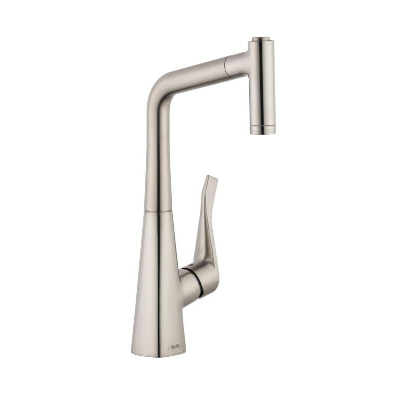 Hansgrohe 04508800 Metris 2 Spray Prep Pull-Out Kitchen Faucet with Magnetic Docking & Locking Spray Diverter in Steel Optic