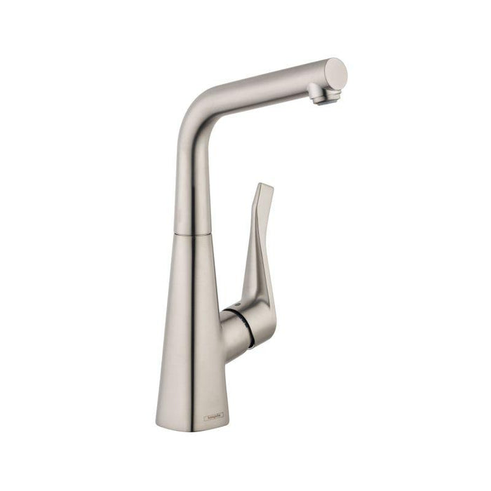 Hansgrohe Metris Bar Kitchen Faucet with Swivel Spout in Steel Optic