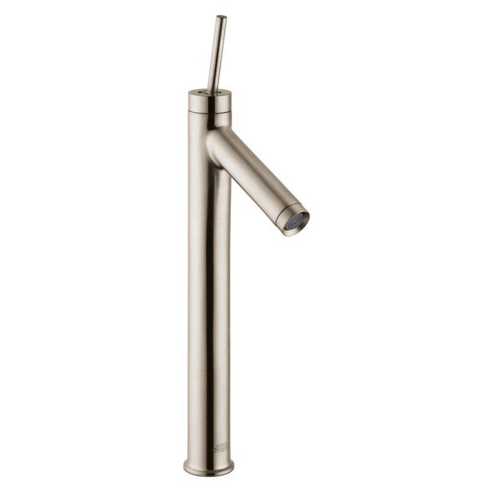 Axor Starck 1.2 GPM Single Hole Joystick Tall Vessel Bathroom Faucet with Drain Assembly in Brushed Nickel