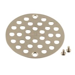 Moen 4" Round Shower Drain Cover with Exposed Screw Installation in Brushed Nickel