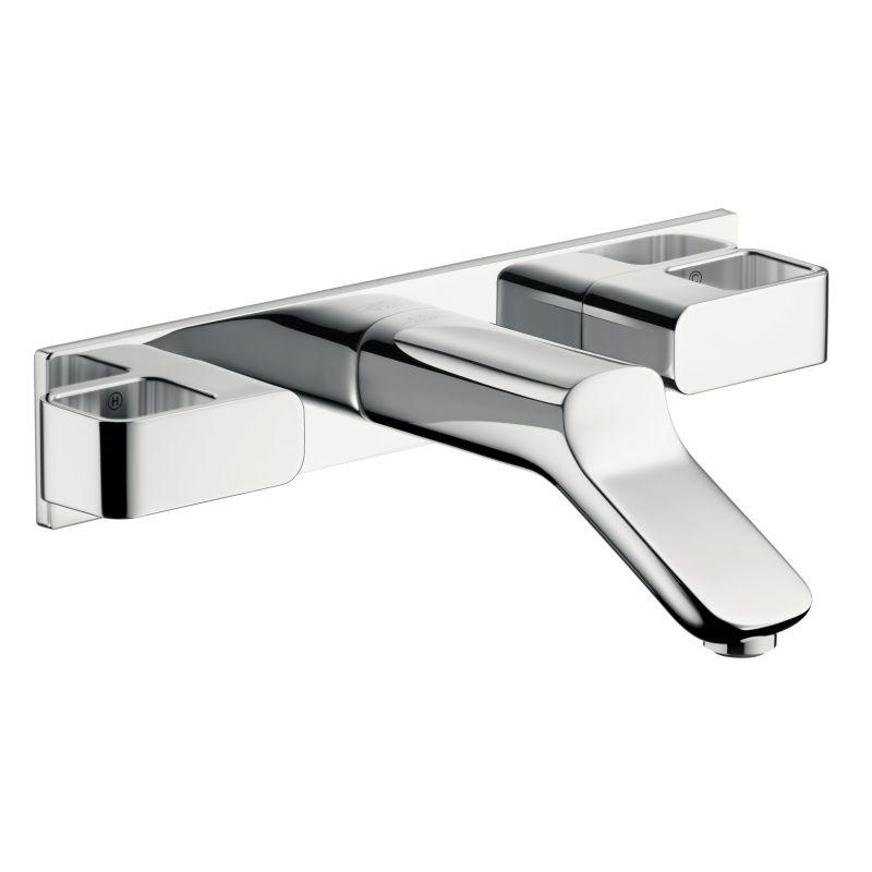 Axor 11043001 Urquiola 1.2 GPM Wall-Mounted Widespread Bathroom Faucet Trim with Base Plate Less Drain Assembly