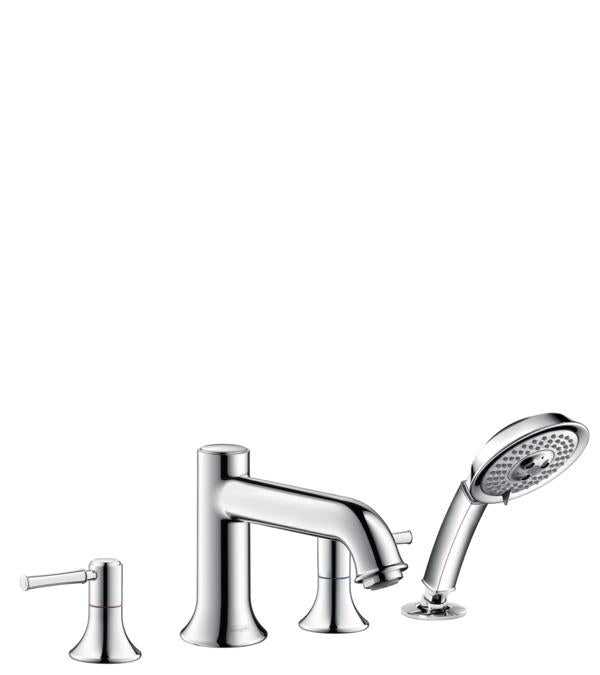 Hansgrohe Talis C Roman Tub Filler Faucet with Diverter Metal Lever Handles and 2.0 GPM Multi Function Hand Shower Less Valve in Chrome