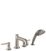 Hansgrohe Talis C Roman Tub Filler Faucet with Diverter Metal Lever Handles and 2.0 GPM Multi Function Hand Shower Less Valve in Brushed Nickel