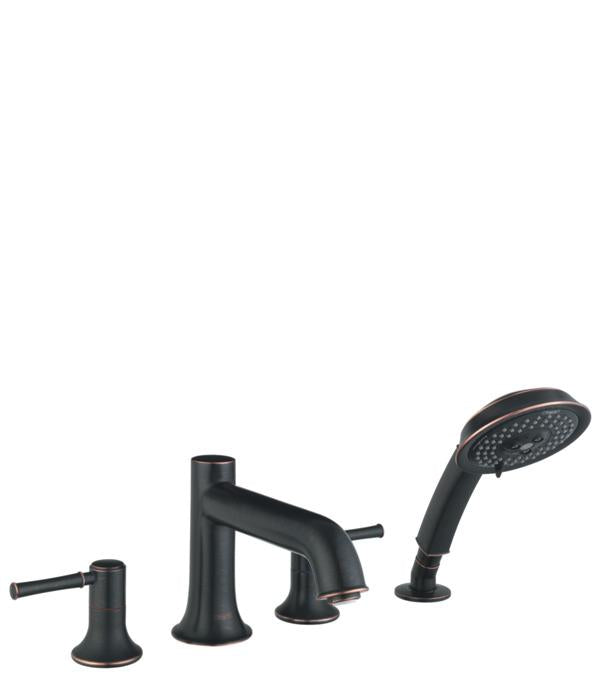 Hansgrohe Talis C Roman Tub Filler Faucet with Diverter Metal Lever Handles and 2.0 GPM Multi Function Hand Shower Less Valve in Rubbed Bronze