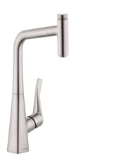 Load image into Gallery viewer, Hansgrohe 14848801 Metris Select Pull-Out Prep Kitchen Faucet with Select On/Off Push Button in Steel Optic
