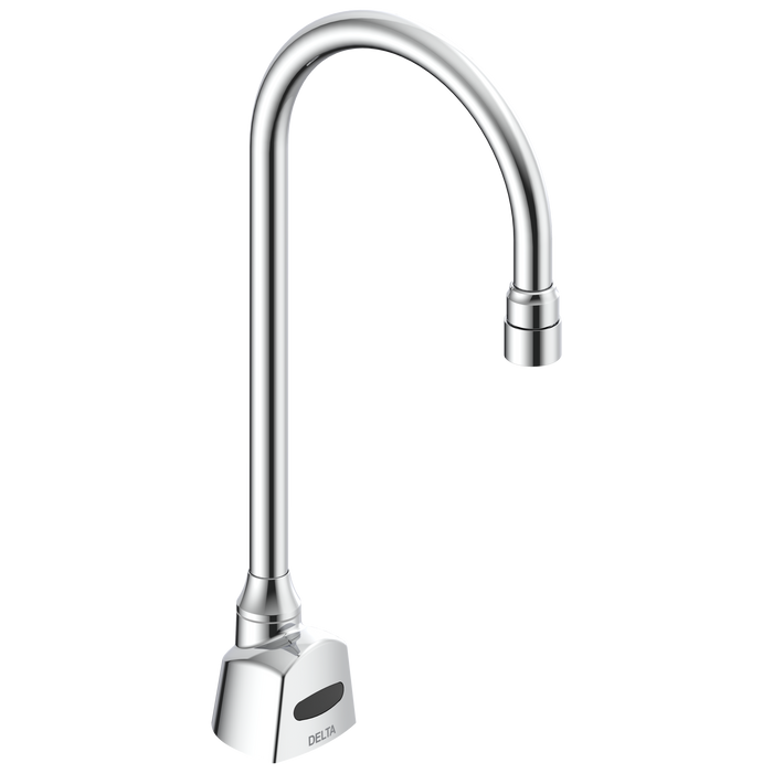 Delta Commercial Series: Single Hole Hardwire Electronic Basin Faucet with Gooseneck Spout Trim Only