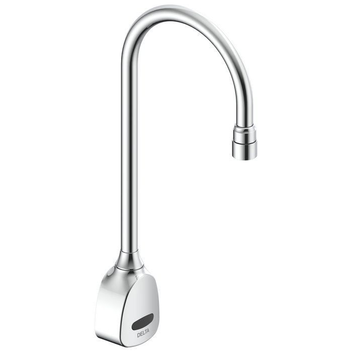 Delta Commercial Series: Hardwire Electronic Wall Mount Basin Faucet with Gooseneck Spout