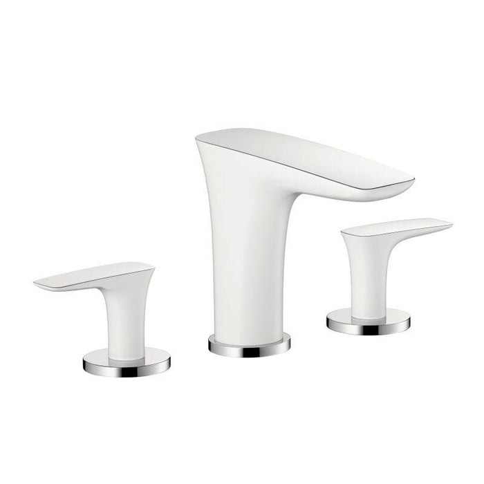 Hansgrohe Pura Vida 1.2 GPM Widespread Bathroom Faucet with Eco Right Quick Clean and Comfort Zone Technologies in Chrome/White