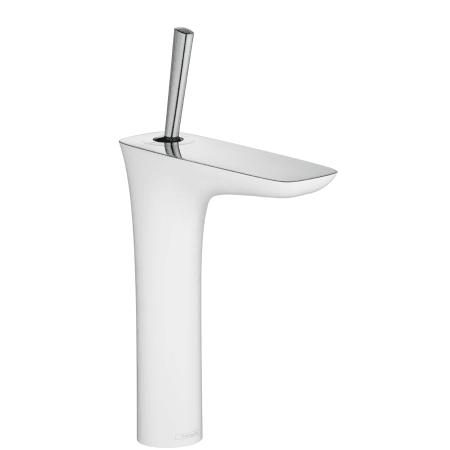 Hansgrohe Pura Vida 1.2 GPM Single Hole Bathroom Faucet with Eco Right Quick Clean and Comfort Zone Technologies - Less Drain Assembly in Chrome/White