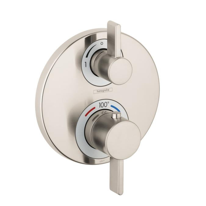 Hansgrohe 15758821 Round Thermostatic Trim with Volume Control and Diverter in Brushed Nickel