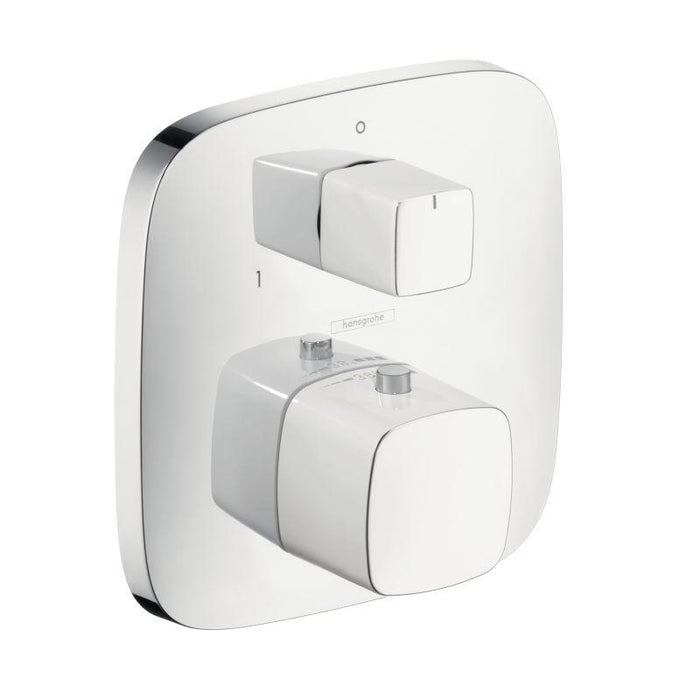 Hansgrohe Pura Vida Thermostatic Valve Trim with Integrated Diverter and Volume Controls - Less Valve in Chrome/White