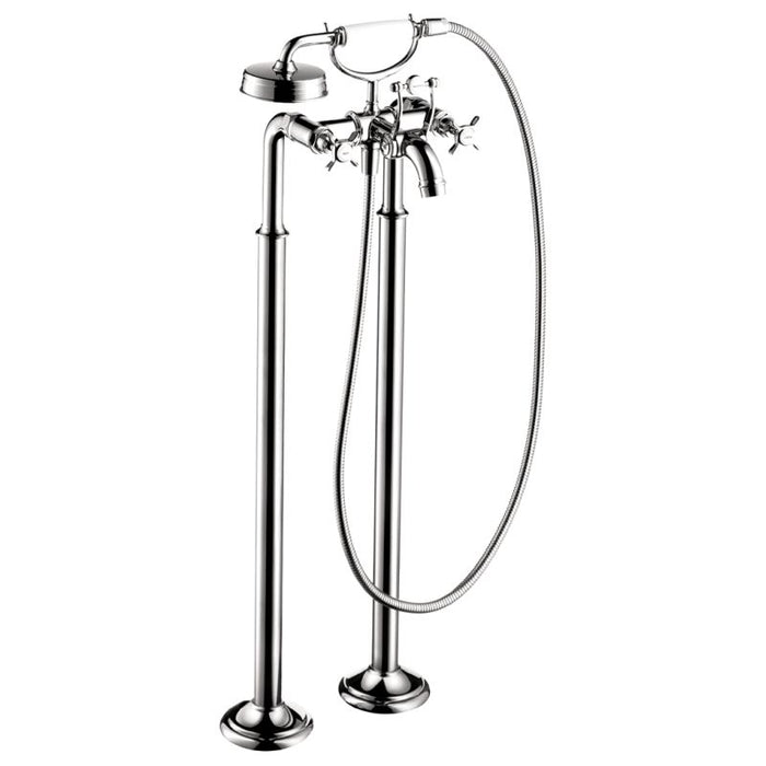 Axor Montreux Roman Tub Filler Faucet Free Standing with Diverter 50" Techniflex Hose and 2.5 GPM Single Function Hand Shower Less Valve in Chrome