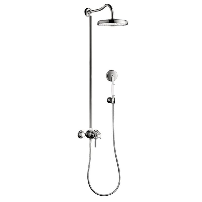 Axor Montreux Showerpipe Shower System with 63" Hose Handshower Holder Shower Head and Handshower in Chrome