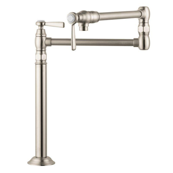 Axor Montreux Deck Mounted Double-Jointed Pot Filler with 21-3/16" Spout Reach Includes Cross and Lever Handles in Steel Optic