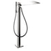 Axor Massaud Tub Filler Faucet Free Standing with Diverter 2.5 GPM Multi Function Hand Shower 49" Techniflex Hose Non Diverter Tub Spout and Shelf Less Valve
