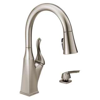 Delta Cantrall: Single Handle Pull-Down Kitchen Faucet with Soap Dispenser and ShieldSpray Technology