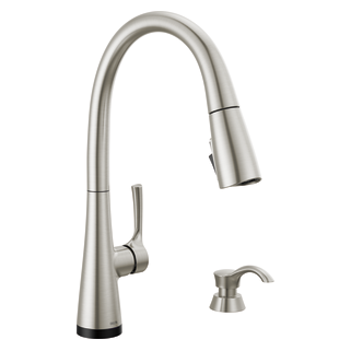 Delta AUBURN: Single Handle Pull-Down Kitchen Faucet with Soap Dispenser and Touch2O Technology