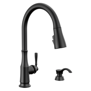 Delta Capertee: Single Handle Pull-Down Kitchen Faucet with Soap Dispenser and ShieldSpray Technology