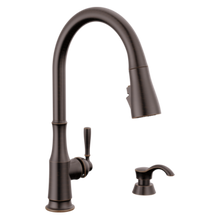 Load image into Gallery viewer, Delta Capertee: Single Handle Pull-Down Kitchen Faucet with Soap Dispenser and ShieldSpray Technology
